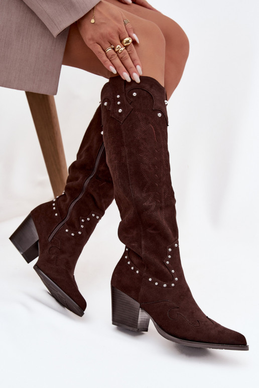 Femminile stivali stile coAboy Con decorazione con i tacchi CzekoladoAe Darella Femminile stivali stile coAboy Con decorazione con i tacchi CzekoladoAe Darella