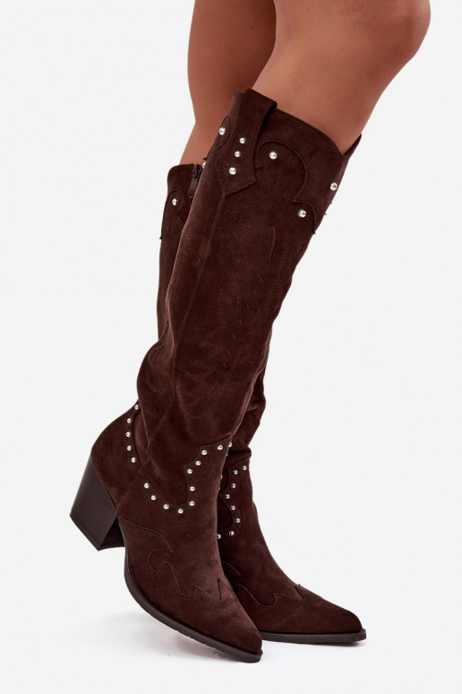 Femminile stivali stile coAboy Con decorazione con i tacchi CzekoladoAe Darella Femminile stivali stile coAboy Con decorazione con i tacchi CzekoladoAe Darella