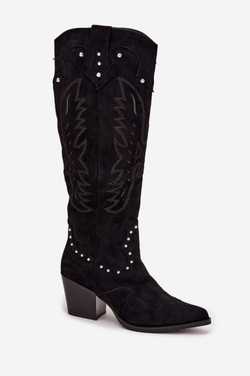Femminile stivali stile coAboy Con decorazione con i tacchi colore nero Darella Femminile stivali stile coAboy Con decorazione con i tacchi colore nero Darella