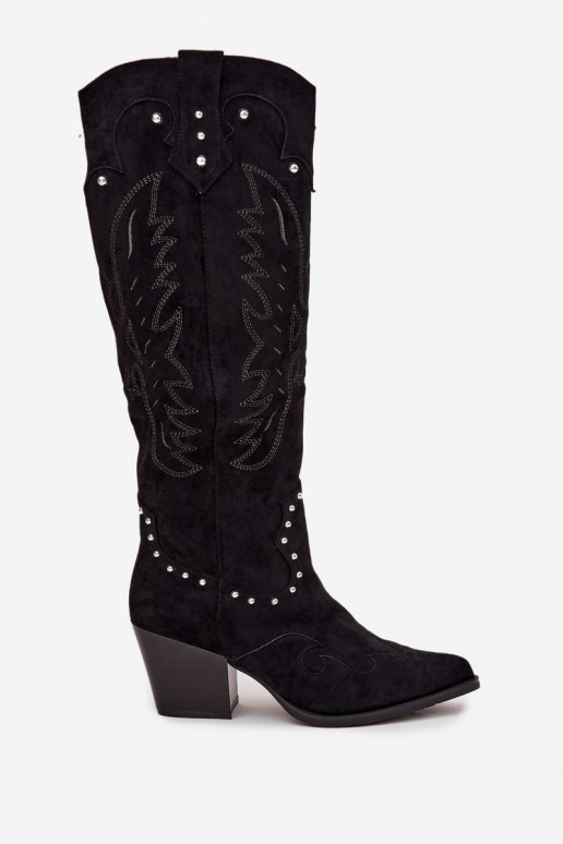 Femminile stivali stile coAboy Con decorazione con i tacchi colore nero Darella Femminile stivali stile coAboy Con decorazione con i tacchi colore nero Darella