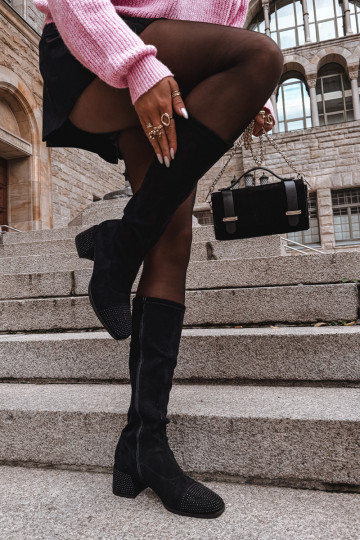 stivali da donna Con decorazione Klocke in ecopelle scamosciataoAe colore nero Ivanna