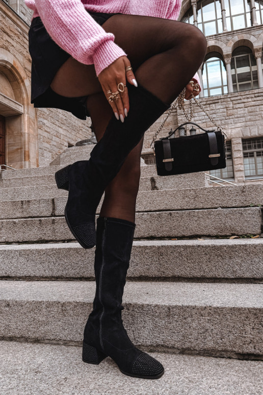 stivali da donna Con decorazione Klocke in ecopelle scamosciataoAe colore nero Ivanna stivali da donna Con decorazione Klocke in ecopelle scamosciataoAe colore nero Ivanna