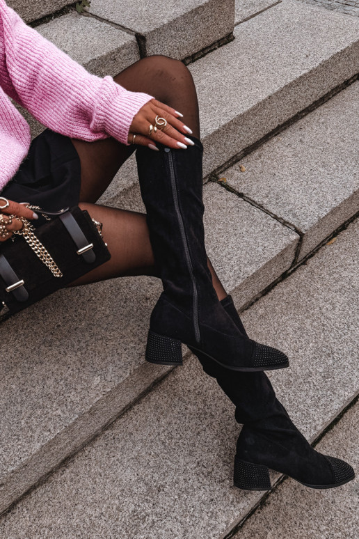 stivali da donna Con decorazione Klocke in ecopelle scamosciataoAe colore nero Ivanna stivali da donna Con decorazione Klocke in ecopelle scamosciataoAe colore nero Ivanna