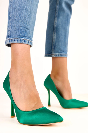 Décolleté verdi con rifiniture in satin Cindy