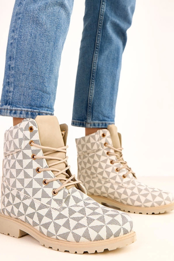 Scarpe da lavoro sabbia-neri con motivo geometrico Alicia