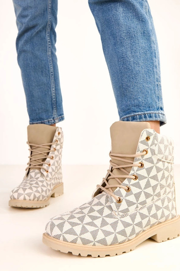 Scarpe da lavoro sabbia-neri con motivo geometrico Alicia 2