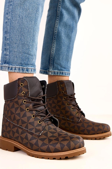 Scarpe da lavoro neri-marroni con motivo geometrico Alicia