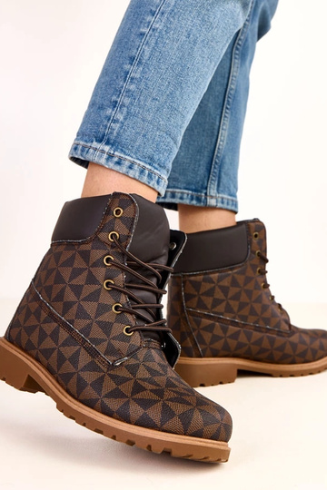 Scarpe da lavoro neri-marroni con motivo geometrico Alicia 2