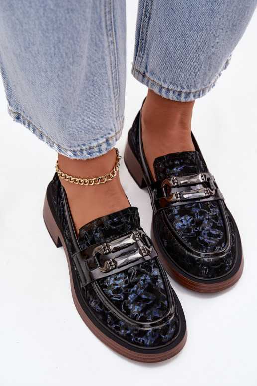 Pelle Mocassini in pelle scamosciata Femminile Con decorazioni Detalem D&A MR52-178 colore nero Pelle Mocassini in pelle scamosciata Femminile Con decorazioni Detalem D&A MR52-178 colore nero