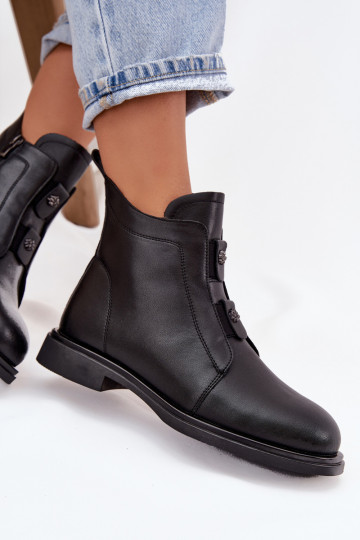 Stivaletti da donna in pelle sintetica caldi D&A MK52-026 neri