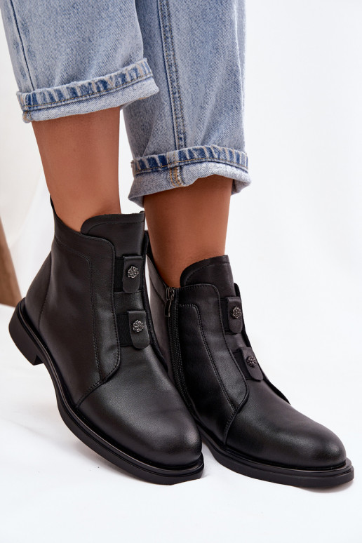 Pelle riscaldamento Stivali da donna D&A MK52-026 colore nero Pelle riscaldamento Stivali da donna D&A MK52-026 colore nero