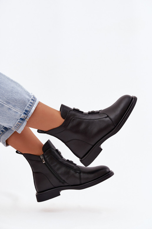 Pelle riscaldamento Stivali da donna D&A MK52-026 colore nero Pelle riscaldamento Stivali da donna D&A MK52-026 colore nero