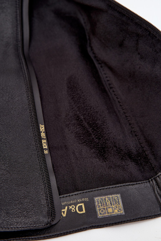 Pelle stivali da donna con tacchi larghi riscaldamento D&A JC52-837 colore nero Pelle stivali da donna con tacchi larghi riscaldamento D&A JC52-837 colore nero