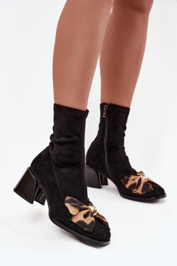 Stivaletti da donna con fiocchi Klocke D&A JC52-827 neri
