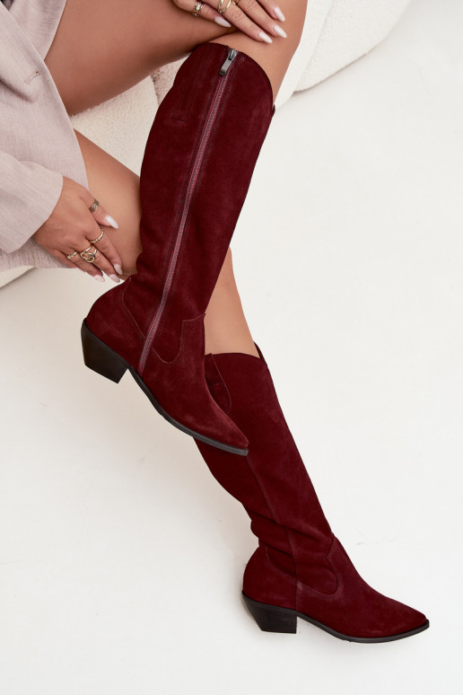 stivali stile coAboyAbilitatoturalnego dalla pelle scamosciatau riscaldamento Zazoo 4225 Borgogna stivali stile coAboyAbilitatoturalnego dalla pelle scamosciatau riscaldamento Zazoo 4225 Borgogna