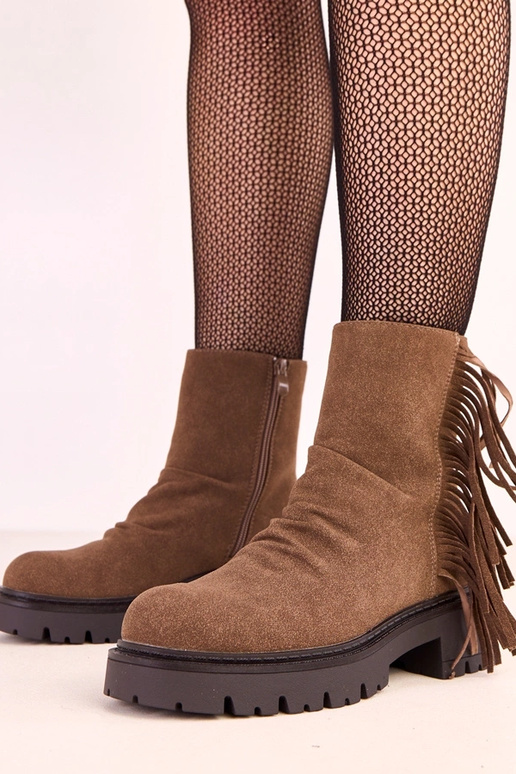 Stivali Silia a caviglia marroni con... Stivali Silia a caviglia marroni con...