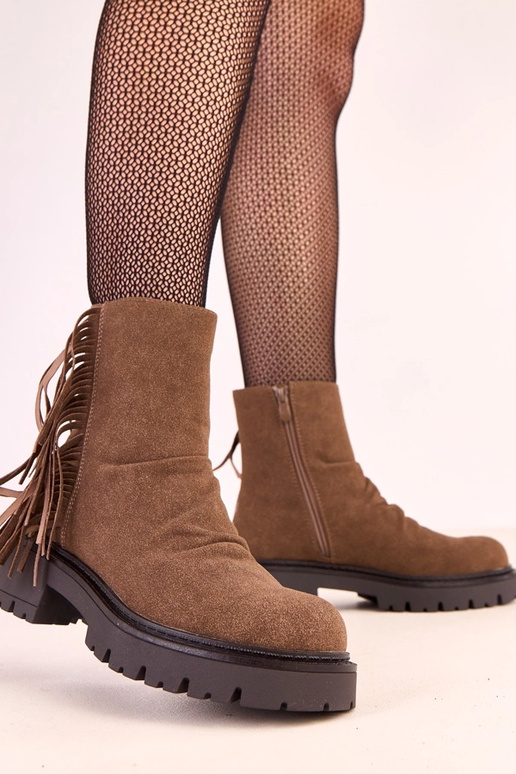 Stivali Silia a caviglia marroni con... Stivali Silia a caviglia marroni con...