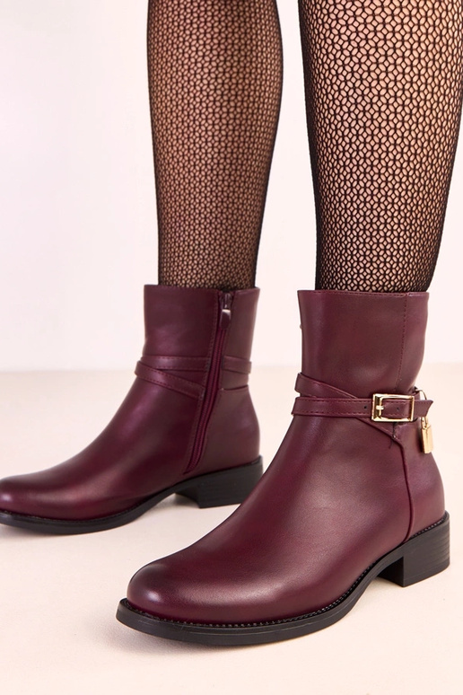 Stivali bassi rossi scuri Zema con... Stivali bassi rossi scuri Zema con...