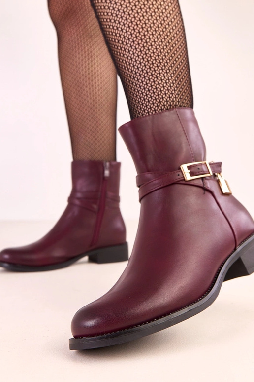 Stivali bassi rossi scuri Zema con... Stivali bassi rossi scuri Zema con...