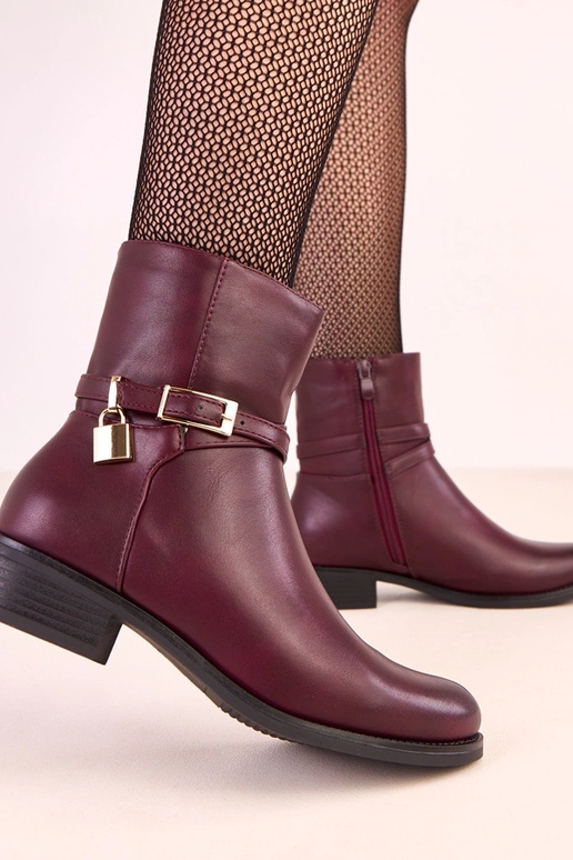 Stivali bassi rossi scuri Zema con... Stivali bassi rossi scuri Zema con...