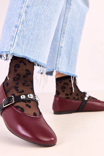 Ballerine rosse scure Faira con fibbia decorata