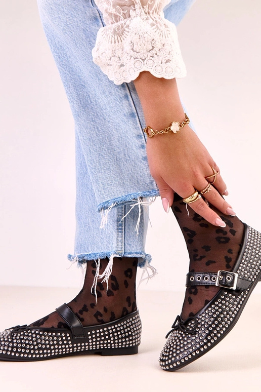 Ballerine nere Mylie decorate con... Ballerine nere Mylie decorate con...