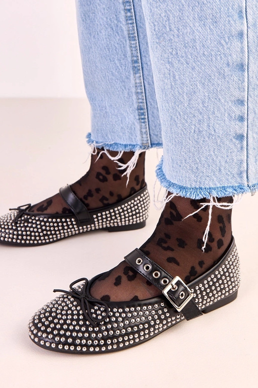 Ballerine nere Mylie decorate con... Ballerine nere Mylie decorate con...