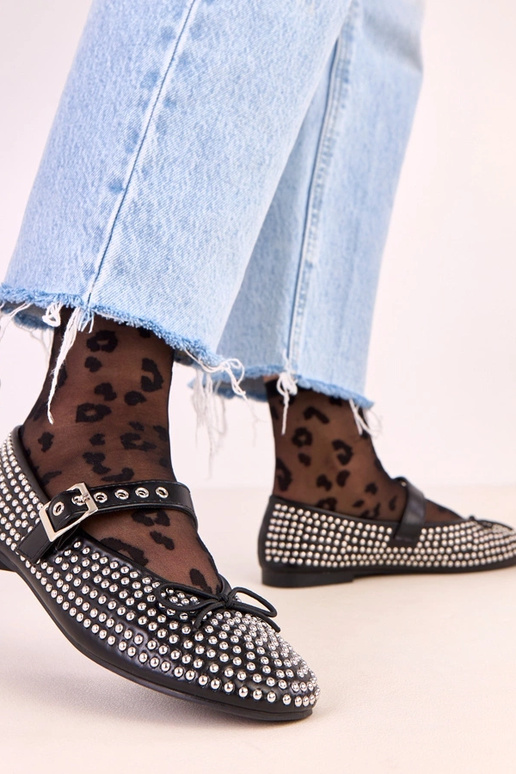 Ballerine nere Mylie decorate con... Ballerine nere Mylie decorate con...