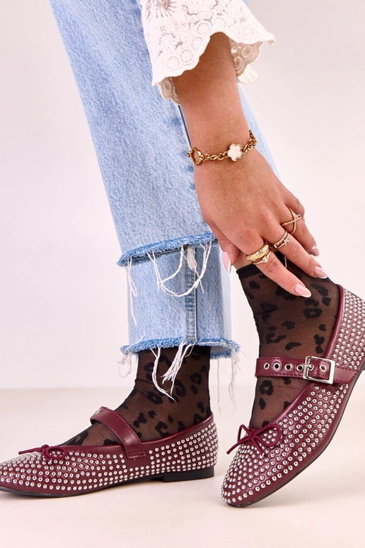 Ballerine rosse scure Mylie decorate... Ballerine rosse scure Mylie decorate...