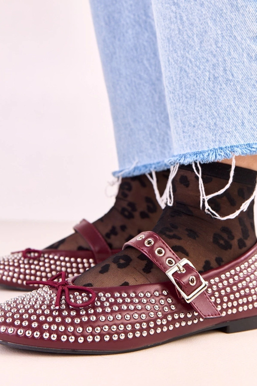 Ballerine rosse scure Mylie decorate... Ballerine rosse scure Mylie decorate...