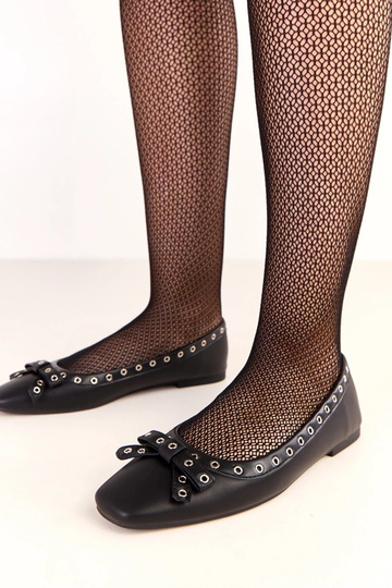 Ballerine nere Baisa con occhi decorativi e fiocco