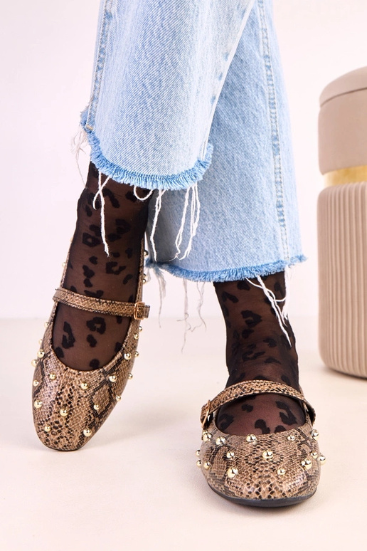 Ballerine marroni Selena con motivo... Ballerine marroni Selena con motivo...