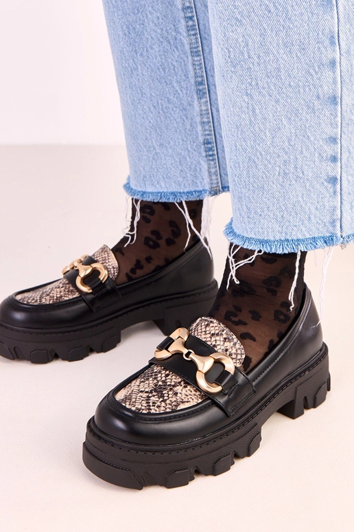 Mocassini neri Ruben con motivo in... Mocassini neri Ruben con motivo in...