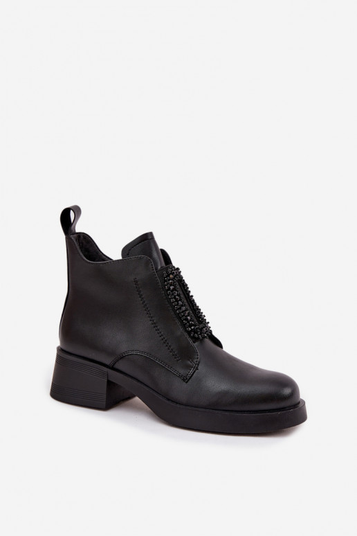 Pelle Stivali da donna Klocke con ornamenti D&A JC52-869 colore nero Pelle Stivali da donna Klocke con ornamenti D&A JC52-869 colore nero