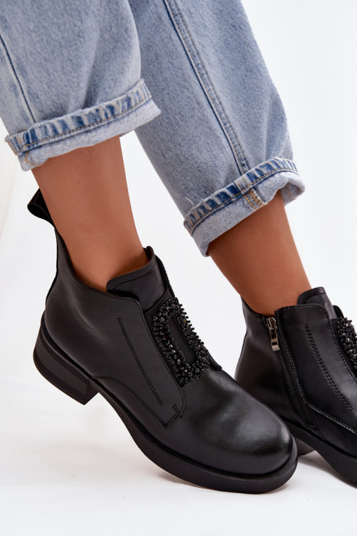 Pelle Stivali da donna Klocke con ornamenti D&A JC52-869 colore nero Pelle Stivali da donna Klocke con ornamenti D&A JC52-869 colore nero