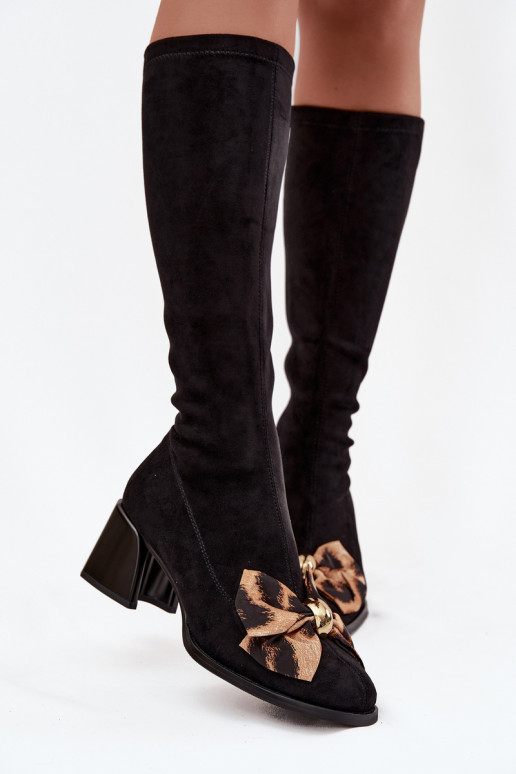 stivali da donna Klocke Con fiocco decorativo D&A JC52-828 colore nero stivali da donna Klocke Con fiocco decorativo D&A JC52-828 colore nero