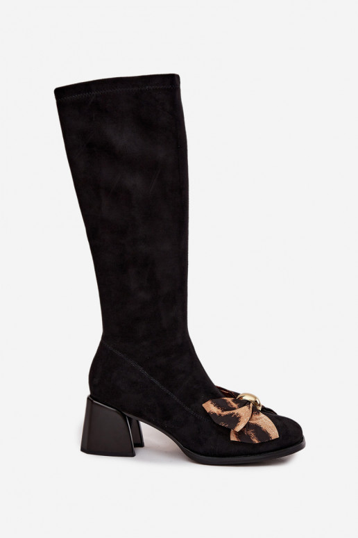 stivali da donna Klocke Con fiocco decorativo D&A JC52-828 colore nero stivali da donna Klocke Con fiocco decorativo D&A JC52-828 colore nero