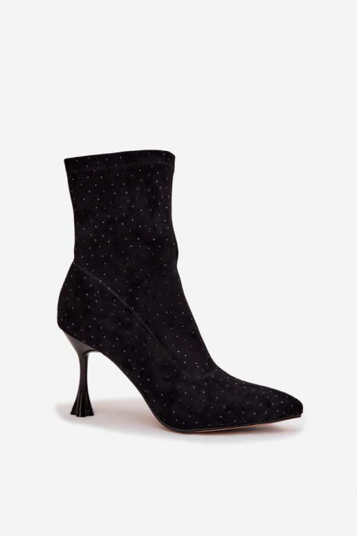 Decorato Stivali da donna con tacchi sottili D&A JC52-882 colore nero Decorato Stivali da donna con tacchi sottili D&A JC52-882 colore nero