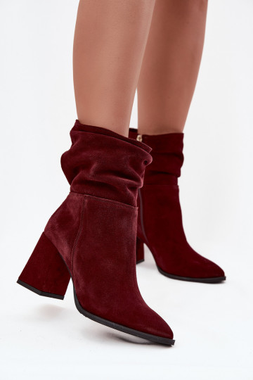 Stivaletti imbottiti in suede sintetico con tacchi e volant Zazoo 4216 bordeaux 2