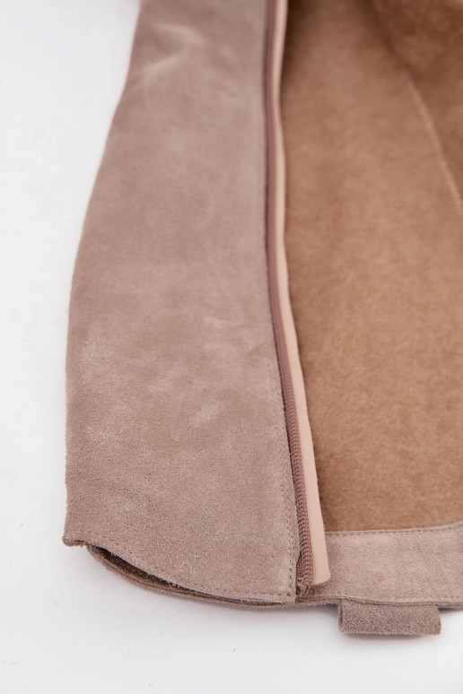 Pelle dalla pelle scamosciata stivali stile coAboy riscaldamento Zazoo 4224 colore cappuccino Pelle dalla pelle scamosciata stivali stile coAboy riscaldamento Zazoo 4224 colore cappuccino