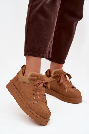 Scarpe sportive calde da donna color marrone con pelliccia interna Cyrissa
