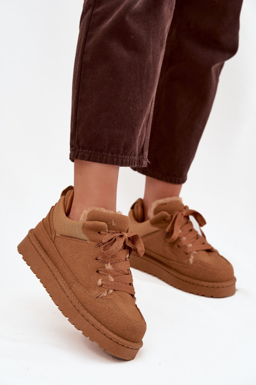 Scarpe modello sneakers Femminile riscaldamento con pelliccia all interno colore marrone Cyrissa Scarpe modello sneakers Femminile riscaldamento con pelliccia all interno colore marrone Cyrissa