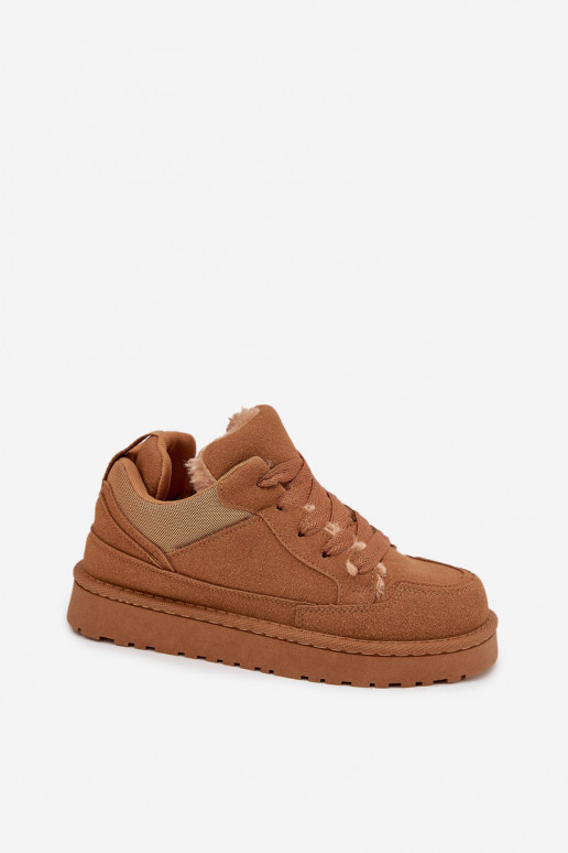 Scarpe modello sneakers Femminile riscaldamento con pelliccia all interno colore marrone Cyrissa Scarpe modello sneakers Femminile riscaldamento con pelliccia all interno colore marrone Cyrissa
