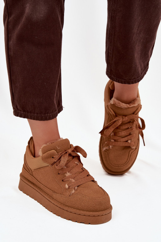 Scarpe modello sneakers Femminile riscaldamento con pelliccia all interno colore marrone Cyrissa Scarpe modello sneakers Femminile riscaldamento con pelliccia all interno colore marrone Cyrissa