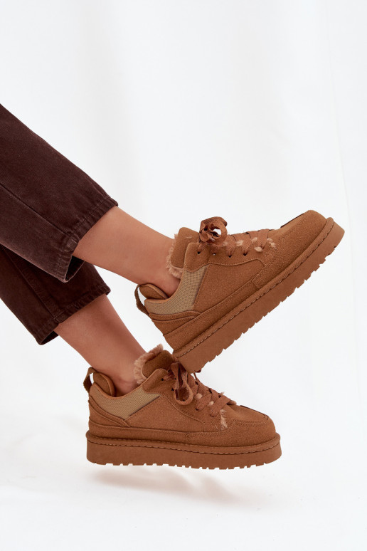 Scarpe modello sneakers Femminile riscaldamento con pelliccia all interno colore marrone Cyrissa Scarpe modello sneakers Femminile riscaldamento con pelliccia all interno colore marrone Cyrissa
