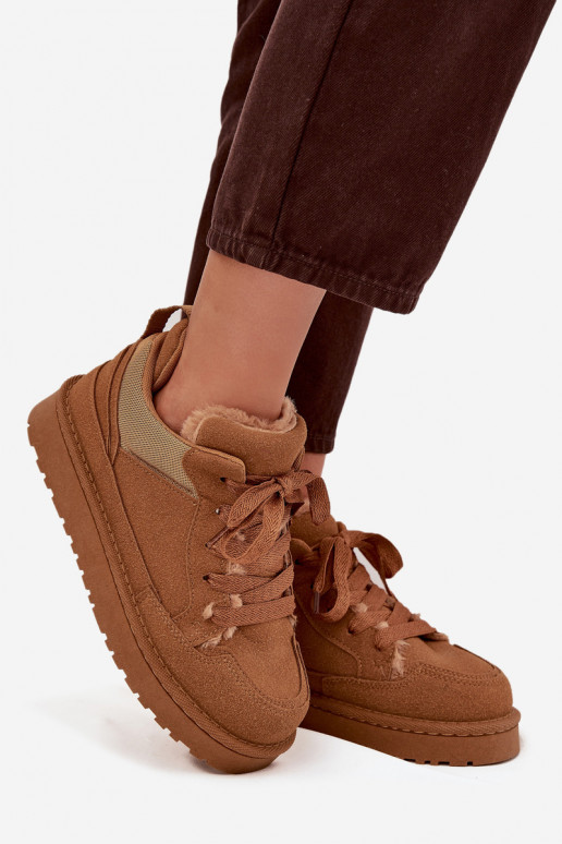 Scarpe modello sneakers Femminile riscaldamento con pelliccia all interno colore marrone Cyrissa Scarpe modello sneakers Femminile riscaldamento con pelliccia all interno colore marrone Cyrissa