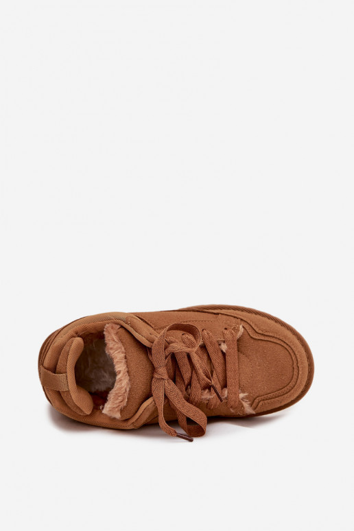 Scarpe modello sneakers Femminile riscaldamento con pelliccia all interno colore marrone Cyrissa Scarpe modello sneakers Femminile riscaldamento con pelliccia all interno colore marrone Cyrissa