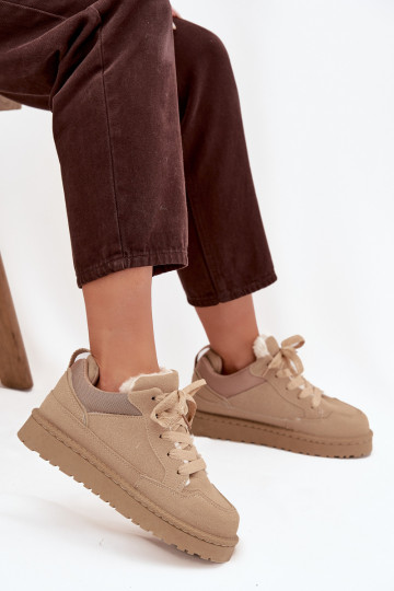 Scarpe sportive calde da donna color sabbia con pelliccia interna Cyrissa