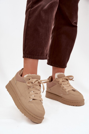 Scarpe sportive calde da donna color sabbia con pelliccia interna Cyrissa 2