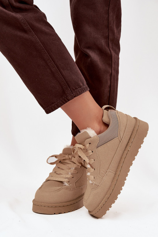 Scarpe modello sneakers Femminile riscaldamento con pelliccia all interno beige Cyrissa Scarpe modello sneakers Femminile riscaldamento con pelliccia all interno beige Cyrissa